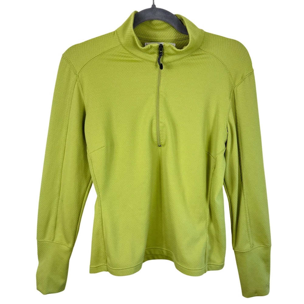 Nike Golf Womens Lime Green Waffle Knit Quarter‎ Zip Pullover Top Size M RN56323